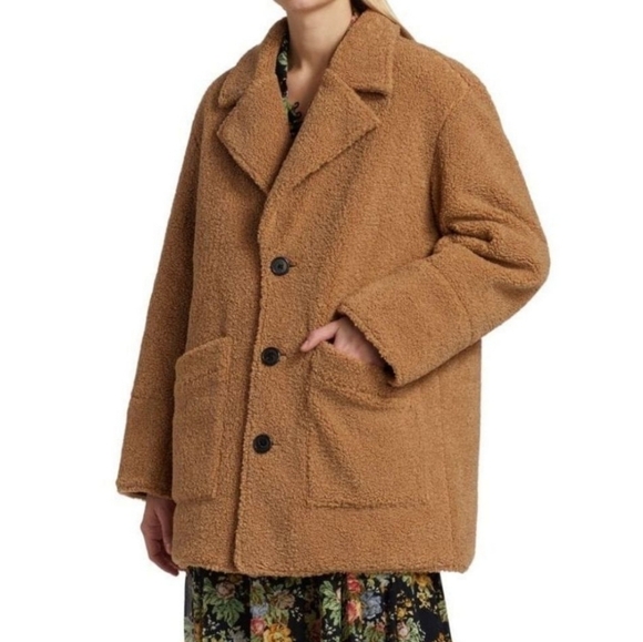 Derek Lam Women Amelie Faux Shearling Reversible Coat Jacket Camel Size 16 - Picture 14 of 14